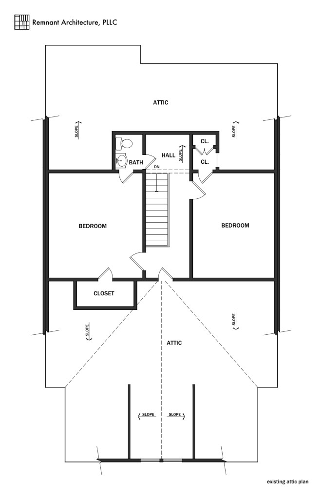 North Knoxville Craftsman Attic Bath Existing Floor Plan