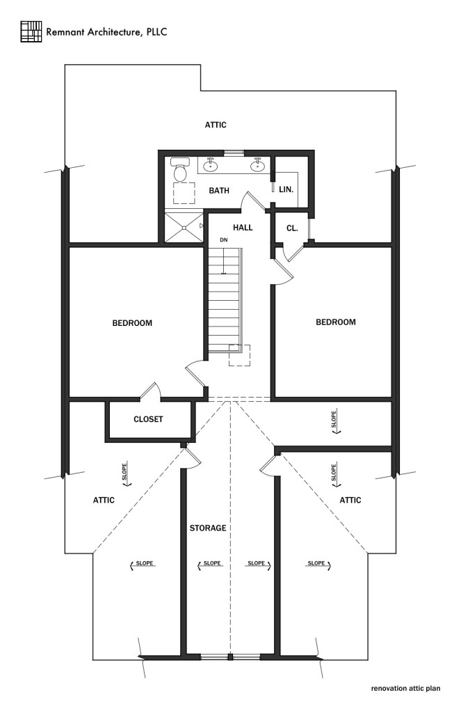North Knoxville Craftsman Attic Bath Renovation Floor Plan