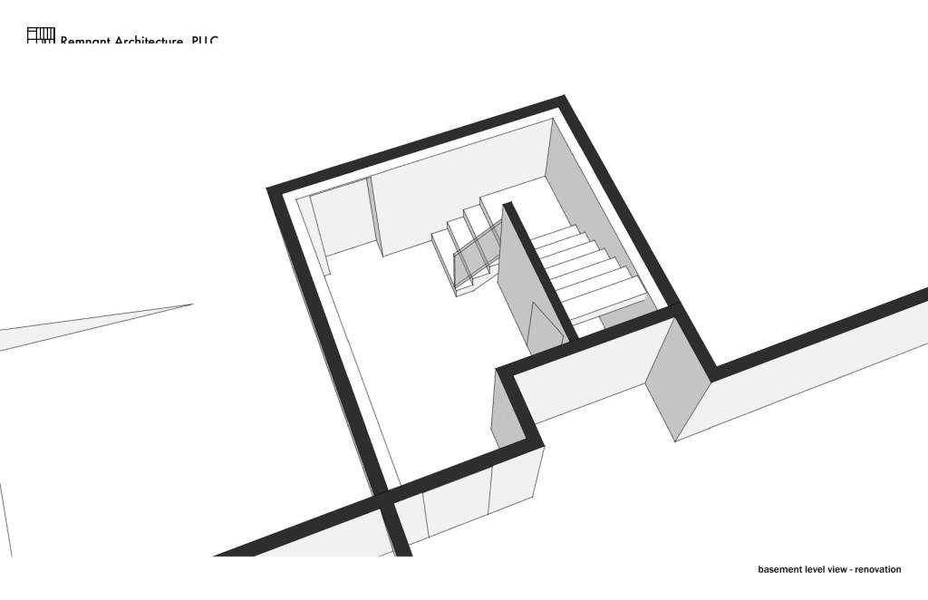 Island Home Craftsman Attic Library Basement Level Renovation View