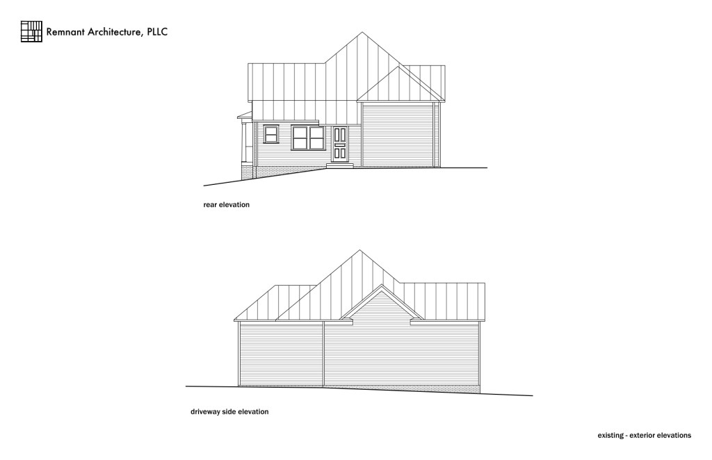 Fountain City Farmhouse Rear & Driveway Side Existing Elevations