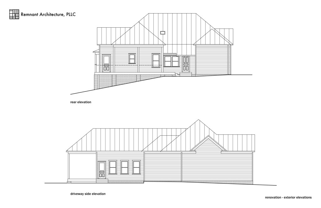 Fountain City Farmhouse Rear & Driveway Side Renovation Elevations