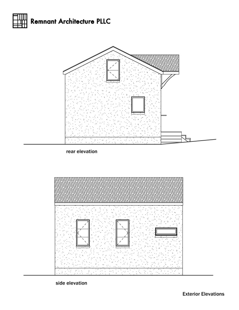 Sequoyah Hills Pool House Rear & Side Exterior Elevations