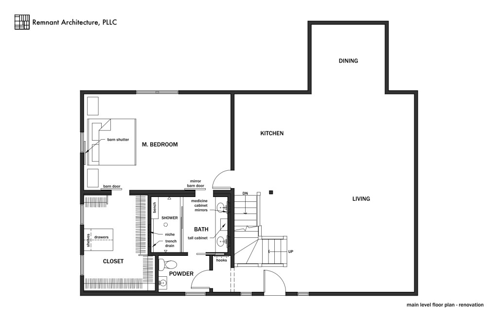 Knoxville Log Cabin Master Suite Main Level Renovation Floor Plan