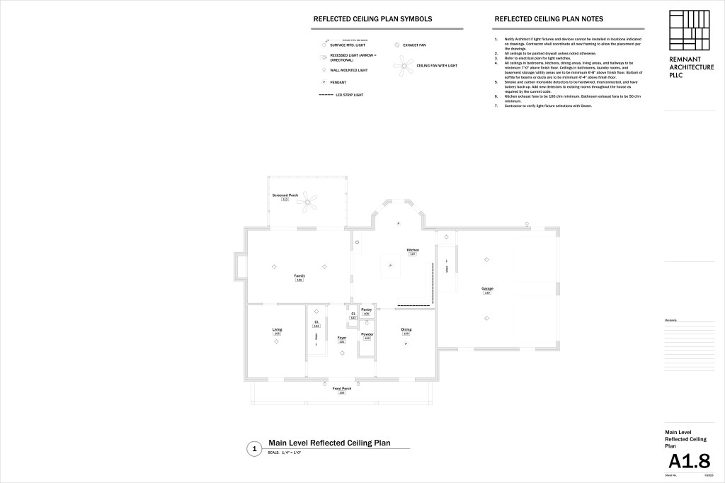 Construction Drawing Example Reflected Ceiling Plan