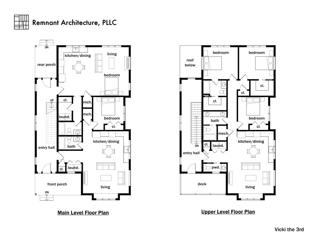 AIA ETN Middle Housing Vicki Triplex Floor Plans